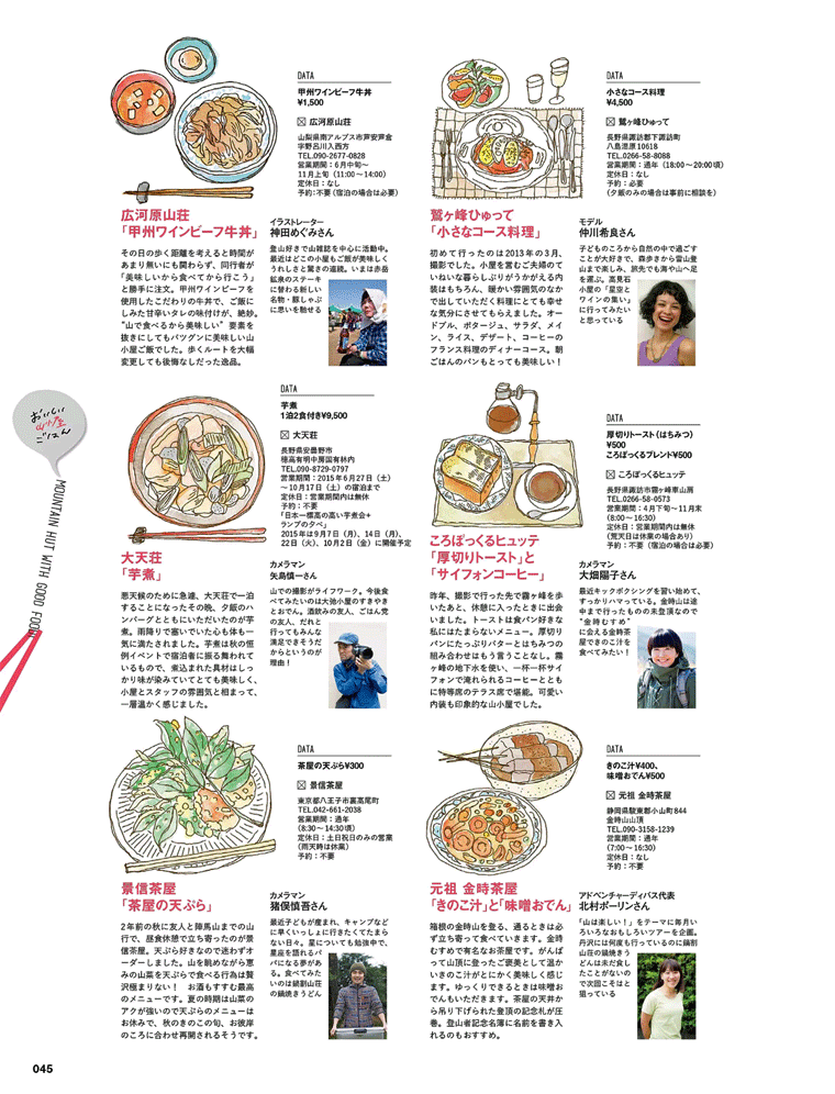 元祖　金時茶屋　「きのこ汁」と「味噌おでん」2015年9月号　ランドネ　おいしい山ごはん　より