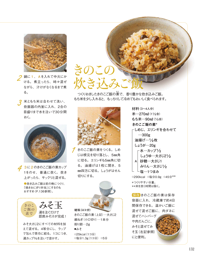 つくりおきしたきのこご飯の素で、香り豊かな【きのこの炊き込みご飯】NHKきょうの料理　2016年12月号