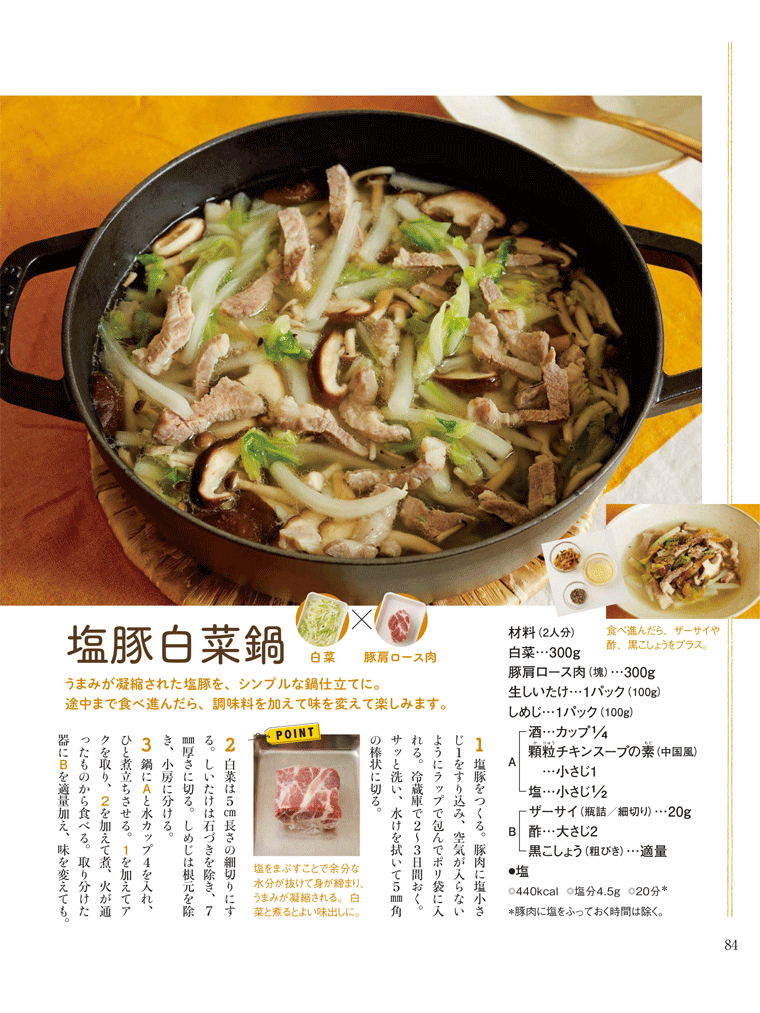  椎茸を使った塩豚白菜鍋　NHKきょうの料理　2016年12月号